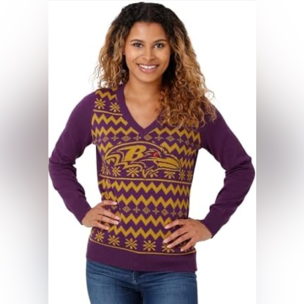 NWT Women’s FOCO Baltimore Ravens Sweater~Ugly Christmas Sweater~XL